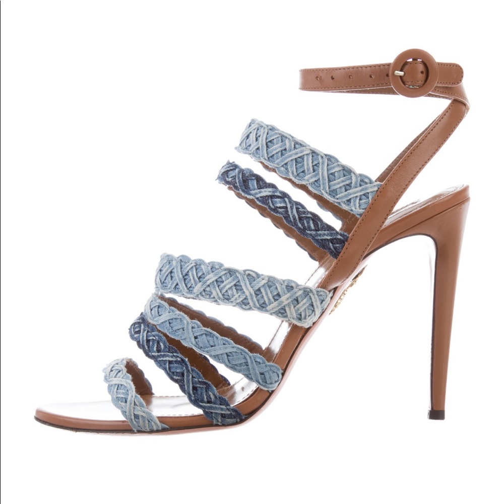 🌸 Aquazzura Denim/Leather Healed Sandals 🌸